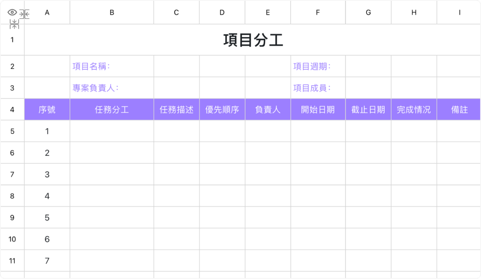 項目分工 1